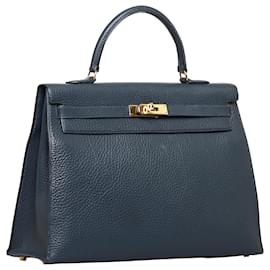 Hermès-HERMES Handbags Kelly 35-Blue