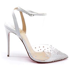 Christian Louboutin Spikaqueen Heels Eggshell Leather Eggshell