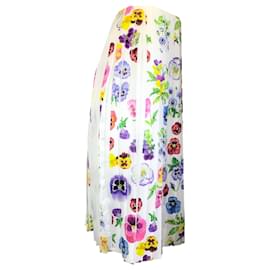 Autre Marque-Vivetta White Multi Floral Printed Pleated Skirt-White