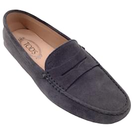 Autre Marque-Mocassins Tod's Grey Gommino camurça para dirigir-Cinza