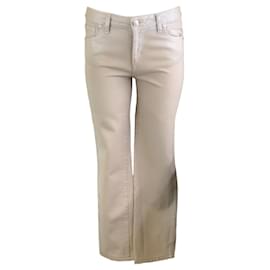 Autre Marque-Chanel beige / Silver Metallic Denim Pants-Beige