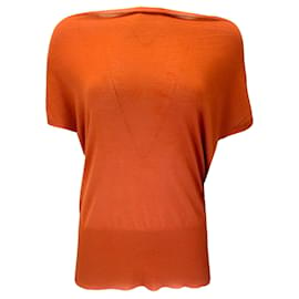 Autre Marque-Hermes Orange Cashmere and Silk Knit Pullover Sweater-Orange