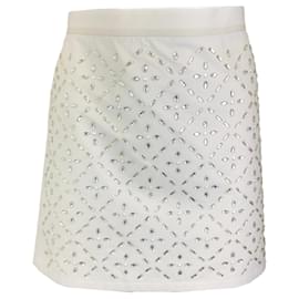 Autre Marque-Minifalda con adornos de cristal en color marfil de Koche-Crudo