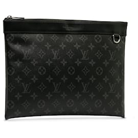 Louis Vuitton-Black Louis Vuitton Monogram Eclipse Discovery Pochette GM Clutch Bag-Black
