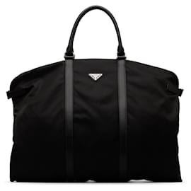 Prada-Black Prada Saffiano Trimmed Tessuto Garment Bag-Black