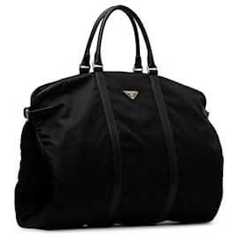 Prada-Black Prada Saffiano Trimmed Tessuto Garment Bag-Black