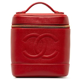 Chanel-Roter Kosmetikkoffer „CC Caviar“ von Chanel-Rot