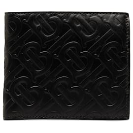 Burberry-Black Burberry TB Embossed Leather Bifold Wallet-Black