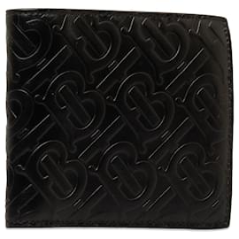 Burberry-Portafoglio bifold in pelle goffrata Burberry TB nera-Nero