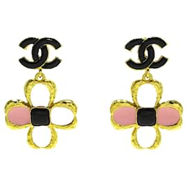 Chanel-Boucles d'oreilles Chanel CC Blooming Push Back dorées-Doré