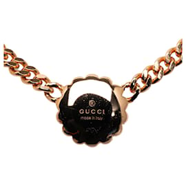 Gucci-Goldfarbene Halskette mit G-Blumen-Futter und Gucci-Futter -Golden