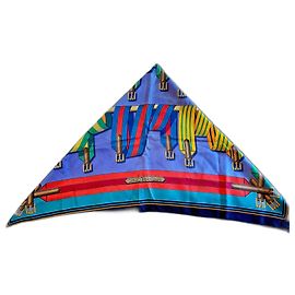 Lenço Hermès "Les Sangles" azul J. Metz 1985 Azul Roxo Turquesa