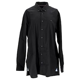 Tommy Hilfiger-Camicia da uomo in popeline di cotone elasticizzato grande e alto-Nero