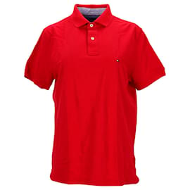 Tommy Hilfiger-Herren-Poloshirt mit zwei Knöpfen und normaler Passform-Rot