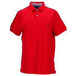 Tommy Hilfiger Mens Two Button Placket Regular Fit Polo Red