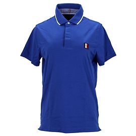 Tommy Hilfiger Polo masculino com gola com ponta de algodão puro Azul