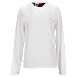 Tommy Hilfiger-Jersey de cuello redondo de puro algodón para hombre-Blanco,Crudo