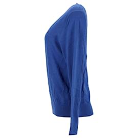 Tommy Hilfiger-Tommy Hilfiger Jersey con cuello en V de seda y algodón para hombre en algodón azul-Azul