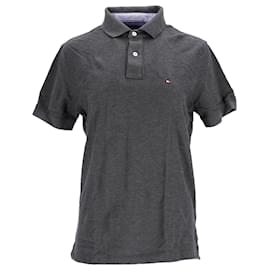 Tommy Hilfiger-Mens Two Button Placket Regular Fit Polo-Grey