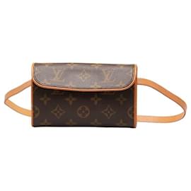 Louis Vuitton-Bolsa com cinto de lona florentina Louis Vuitton Monogram Pochette M51855 em boa condição-Outro
