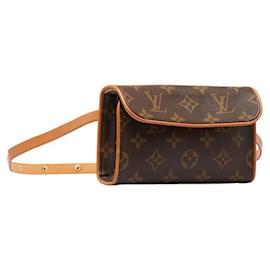 Louis Vuitton-Bolsa com cinto de lona florentina Louis Vuitton Monogram Pochette M51855 em boa condição-Outro