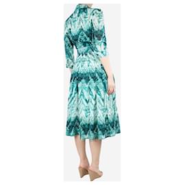 Autre Marque-Green and white floral cotton belted dress - size UK 10-Green