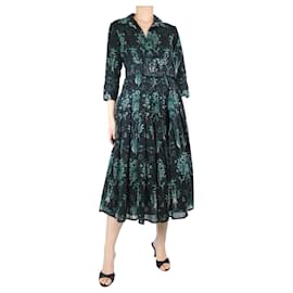 Autre Marque-Black and green wool belted dress - size UK 10-Black