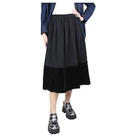Comme Des Garcons-Black wool and velvet pleated skirt - size S-Black