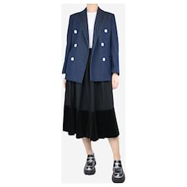 Comme Des Garcons-Black wool and velvet pleated skirt - size S-Black