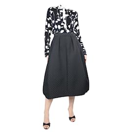 Comme Des Garcons-Black satin embroidered skirt - size M-Black