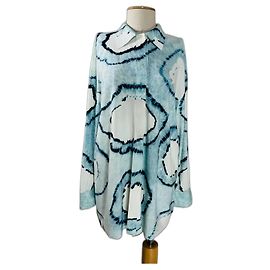 Norma Kamali Hemd Weiß Blau Oversize Weiß Blau