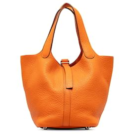 Hermès-Hermes Orange Clemence Picotin 18-Arancione