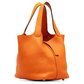 Hermès-Hermes Orange Clemence Picotin 18-Orange