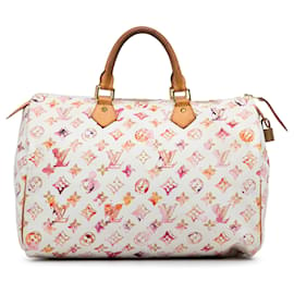 Louis Vuitton-Louis Vuitton White x Richard Prince Monogram Acquerello Aquarelle Speedy 35-Bianco