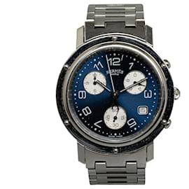 Hermès-Reloj Hermes Clipper de acero inoxidable y cuarzo plateado-Plata