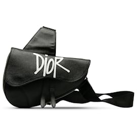 Dior-Dior Black x Stussy Sattel mit Bienen-Applikationen-Schwarz