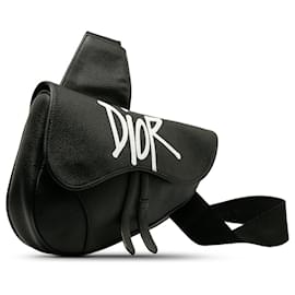 Dior-Dior Black x Stussy Sattel mit Bienen-Applikationen-Schwarz