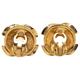 Chanel-Boucles d'oreilles clips en strass CC dorées Chanel-Doré