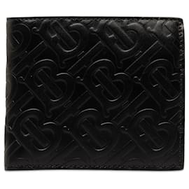 Burberry-Burberry Black TB Embossed Leather Bifold Wallet-Black