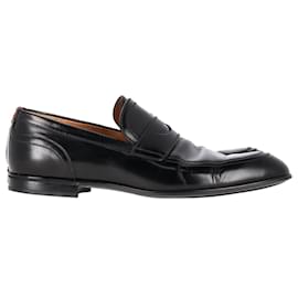 Gucci-Gucci Web Penny Loafers in Black Leather-Black