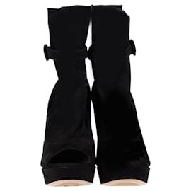 Miu Miu-Miu Miu Peep Toe Ankle Booties in Black Suede-Black