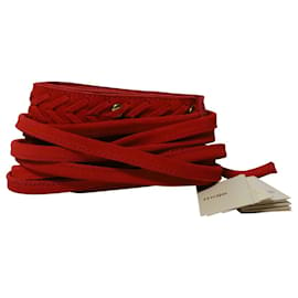 Maje-Maje Anouska Fringe Belt in Red Suede -Red