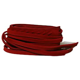 Maje-Maje Anouska Fringe Belt in Red Suede-Red