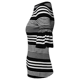 Ralph Lauren-Top Lauren Ralph Lauren Ponte con maniche a campana in nero/Viscosa stampata bianca-Altro