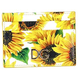 Dolce & Gabbana Tarjetero con estampado de girasoles de D&G en cuero amarillo Otro