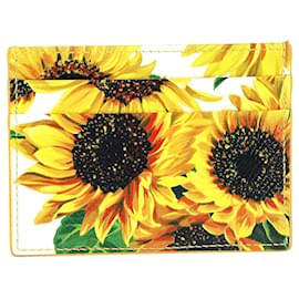 Dolce & Gabbana-D&G Sunflower Print Cardholder in Yellow Leather-Other