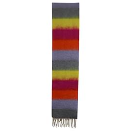 Loewe-Bufanda de rayas con flecos y logo de Loewe en mohair multicolor-Multicolor