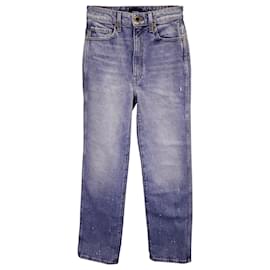 Khaite-Khaite Abigail Splatter Paint Jeans de perna reta em algodão azul claro-Azul,Azul claro