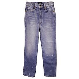 Khaite Abigail Splatter Paint Jeans tobilleros de pierna recta en algodón azul claro Azul Azul claro