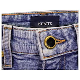 Khaite-Khaite Abigail Splatter Paint Jeans de perna reta em algodão azul claro-Azul,Azul claro
